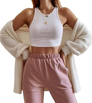 Artfish Women Casual Basic Sleeveless High Neck Rib-Knit Y2k Crop Tank Top | Amazon (US)