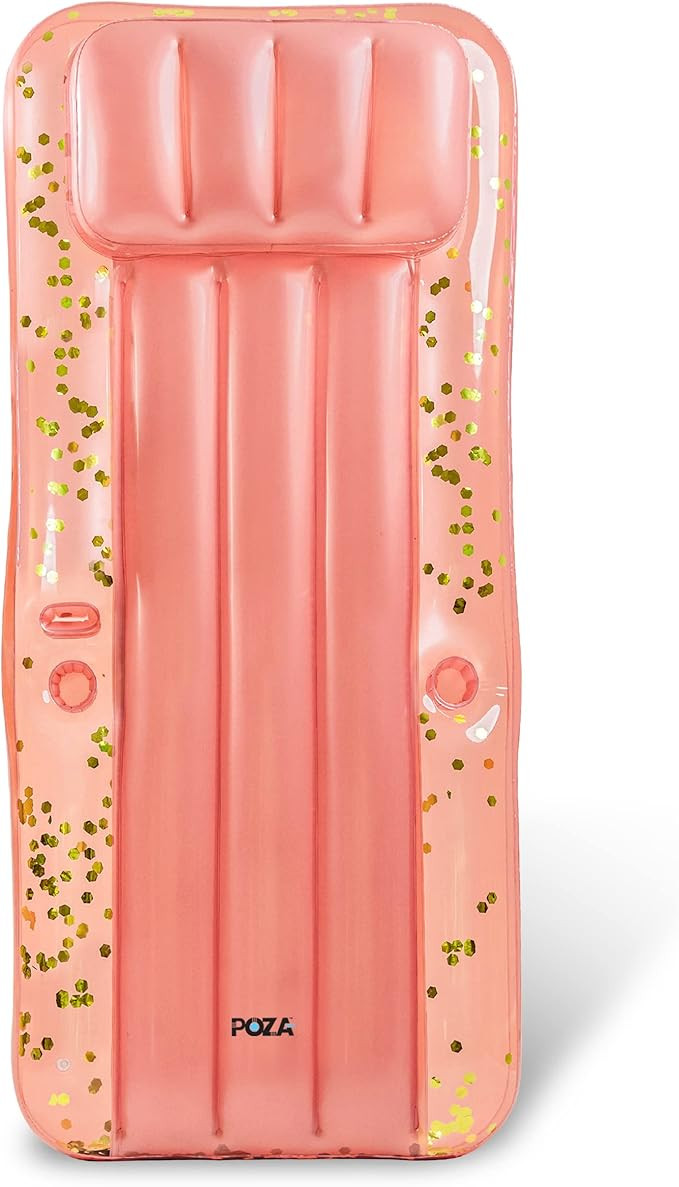 POZA Inflatable Giant Pool Mattress - Big Luxurious Pool Float Lounger Filled with Sparkle Confet... | Amazon (US)