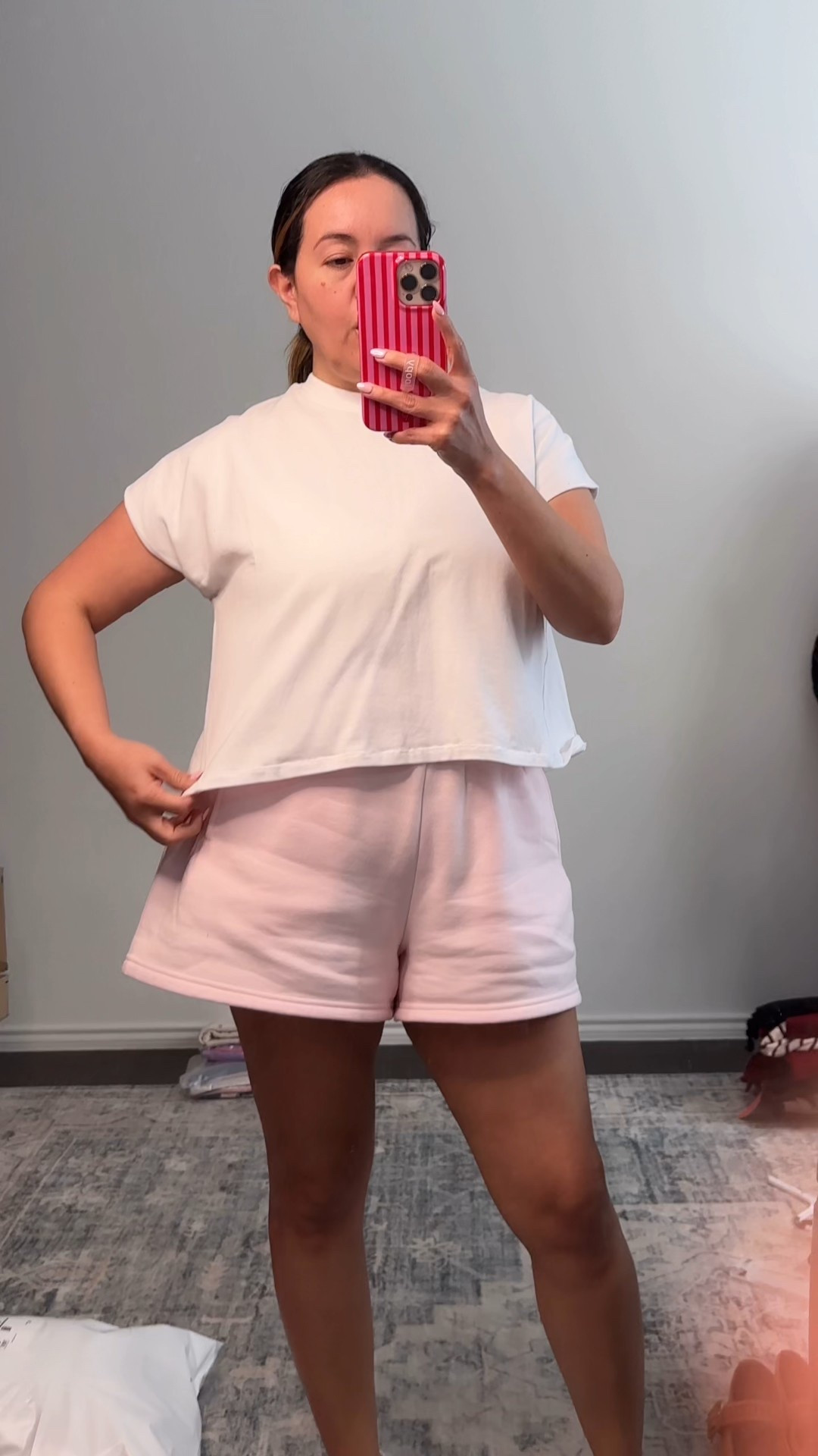 Proof you don’t need a complicated outfit to feel good 🤍

This tee + soft pink shorts combo is simple, flattering, and so easy to wear. Lately I’m loving pieces that feel comfortable and make me feel like myself again.

Wearing a size medium in the top and large in shorts for reference (5’2”, petite midsize). Everything is linked here ✨

@Aerie 
@nuuds 

#LTKPetite #LTKSpringSale #LTKMidsize