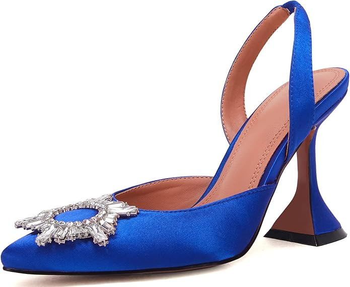 VETASTE Women's High Heel Crystal Slingback Pumps Pointed Toe Strappy Triangle Heeled Party Weddi... | Amazon (US)