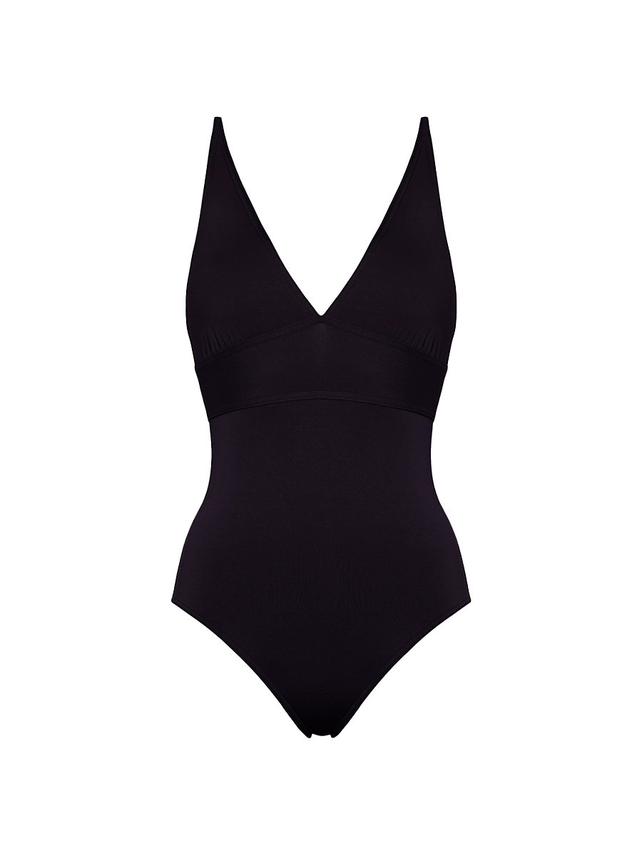 Women's Larcin Triangle Tank One-Piece Swimsuit - Noir - Size 10 | Saks Fifth Avenue