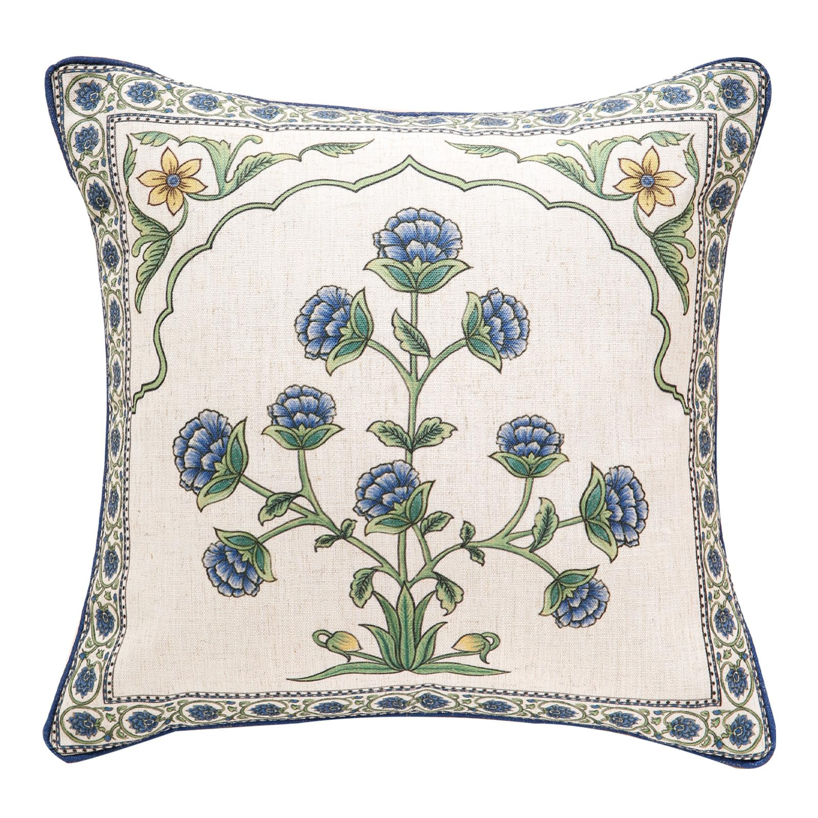 patdrea Designer Throw Pillow Covers,Blue Euro Elegant Linen with Blooming Floral Pattern Pillow ... | Amazon (US)