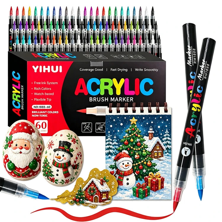12/24/48/60 Colors Professional Artist Marker Set, With Soft Brush Tips And Fine Sketching Tips, ... | SHEIN