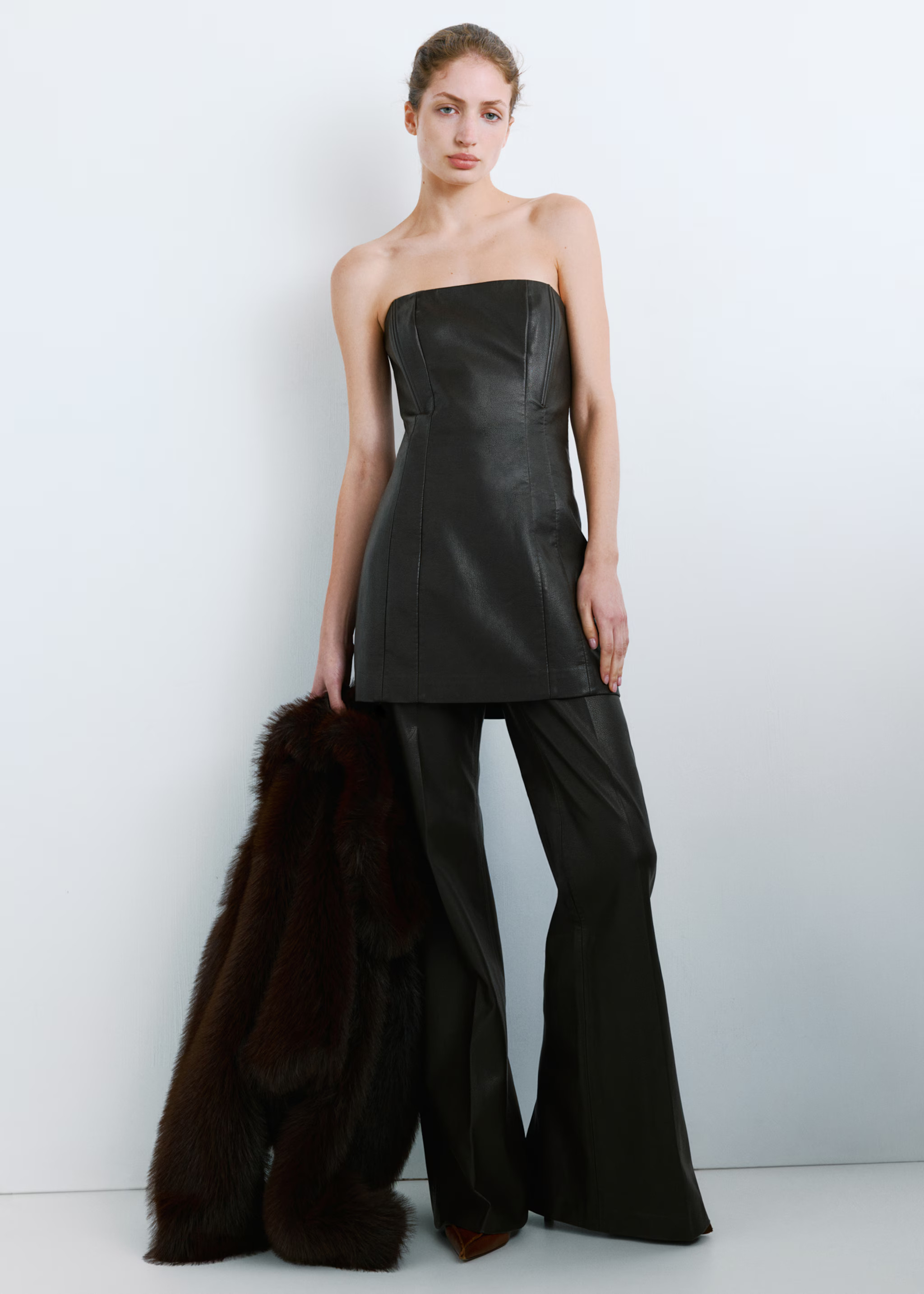 Wide-leg faux-leather trousers - Women | MANGO United Kingdom | MANGO (UK)