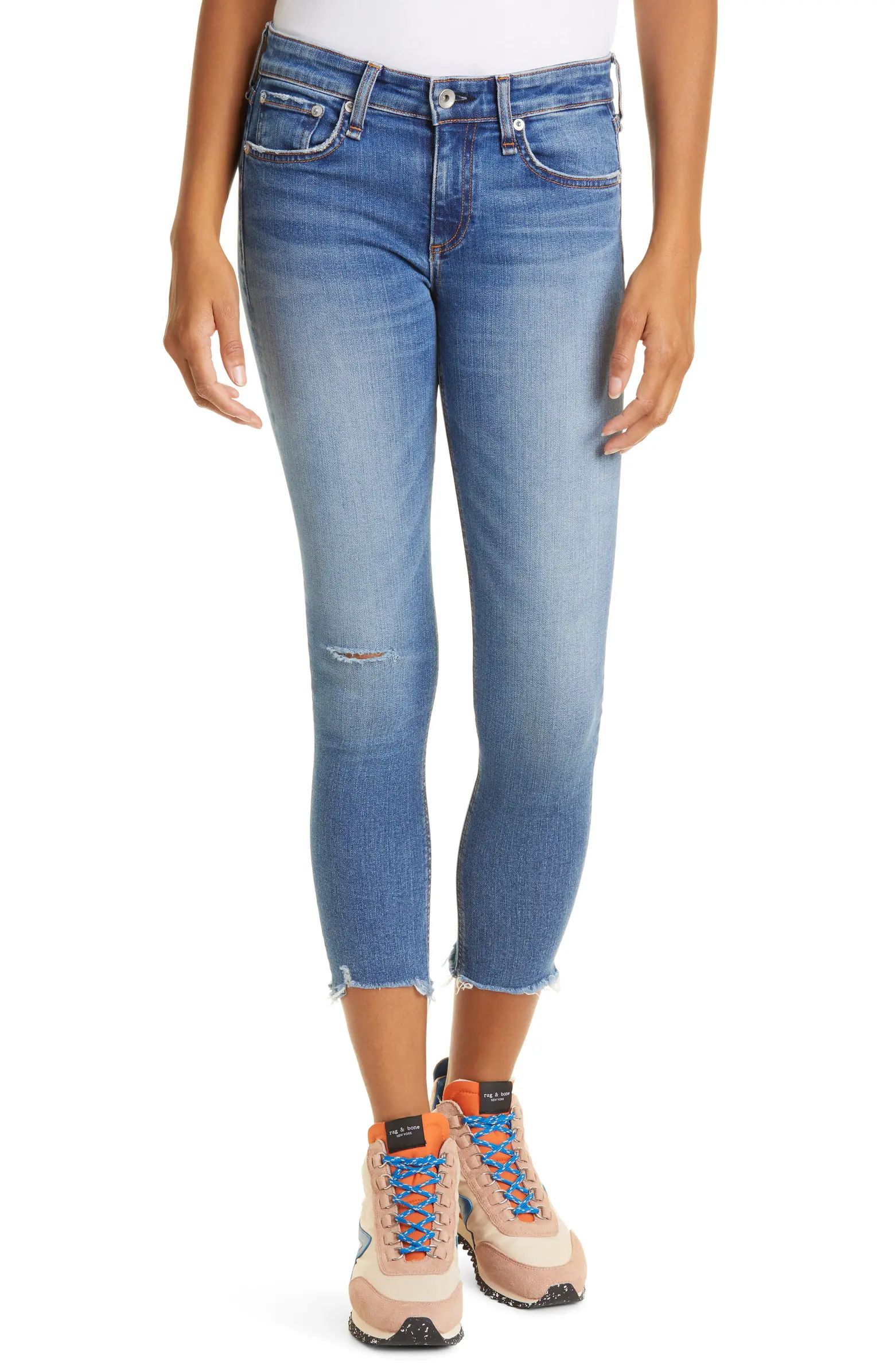 rag & bone Cate Ripped Raw Hem Ankle Skinny Jeans | Nordstrom | Nordstrom