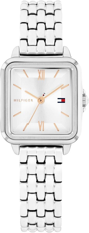 Tommy Hilfiger Women's Quartz Watch – Mini 24mm Stainless Steel Tank Case, Roman Numerals, Link... | Amazon (US)