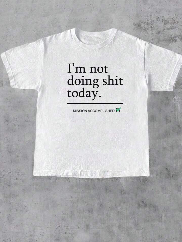 INAWLY Women Summer Short Sleeve T-Shirt With Funny Slogan Graphic I'm Not Doing Today MISSION AC... | SHEIN