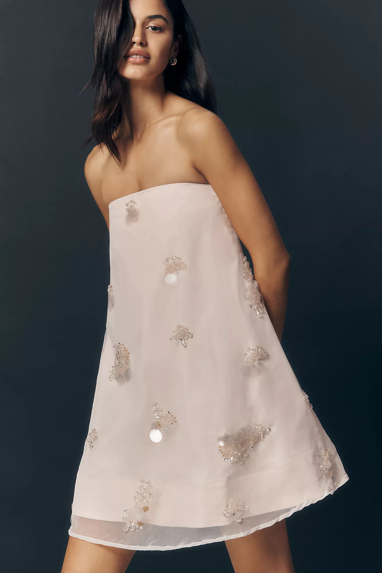 Maeve Strapless Scattered Embellished Mini Dress | Anthropologie (US)