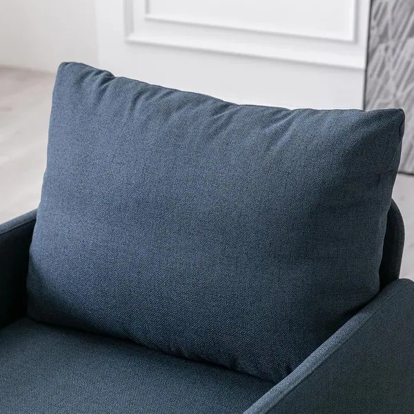 Upholstered Chair with Back Cushion and Wide Seat for Small Space - Blue | Bed Bath & Beyond