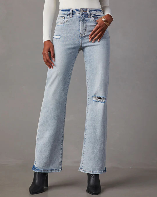 Crystal 90'S Vintage Distressed Flare Jeans | VICI