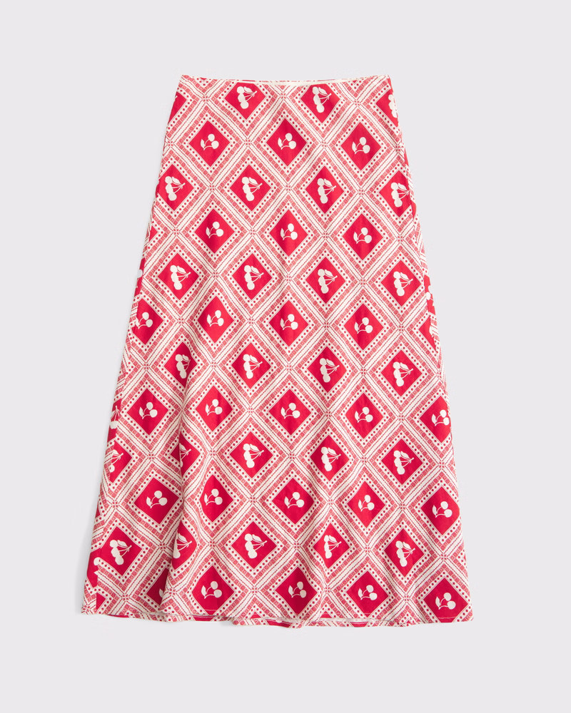 Mid Rise Linen-Blend Maxi Skirt | Abercrombie & Fitch (US)