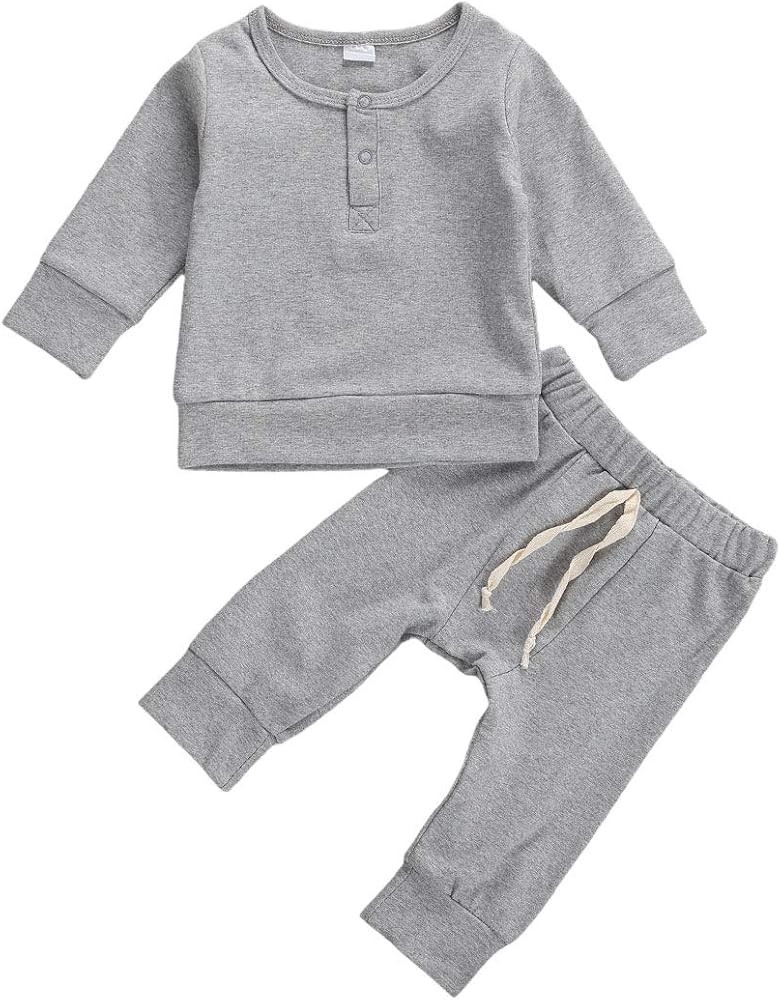 Baby Unisex Pajamas, Top with Pants Set 2 Piece Outfit, Organic Cotton Clothing Set for Infant Ba... | Amazon (US)
