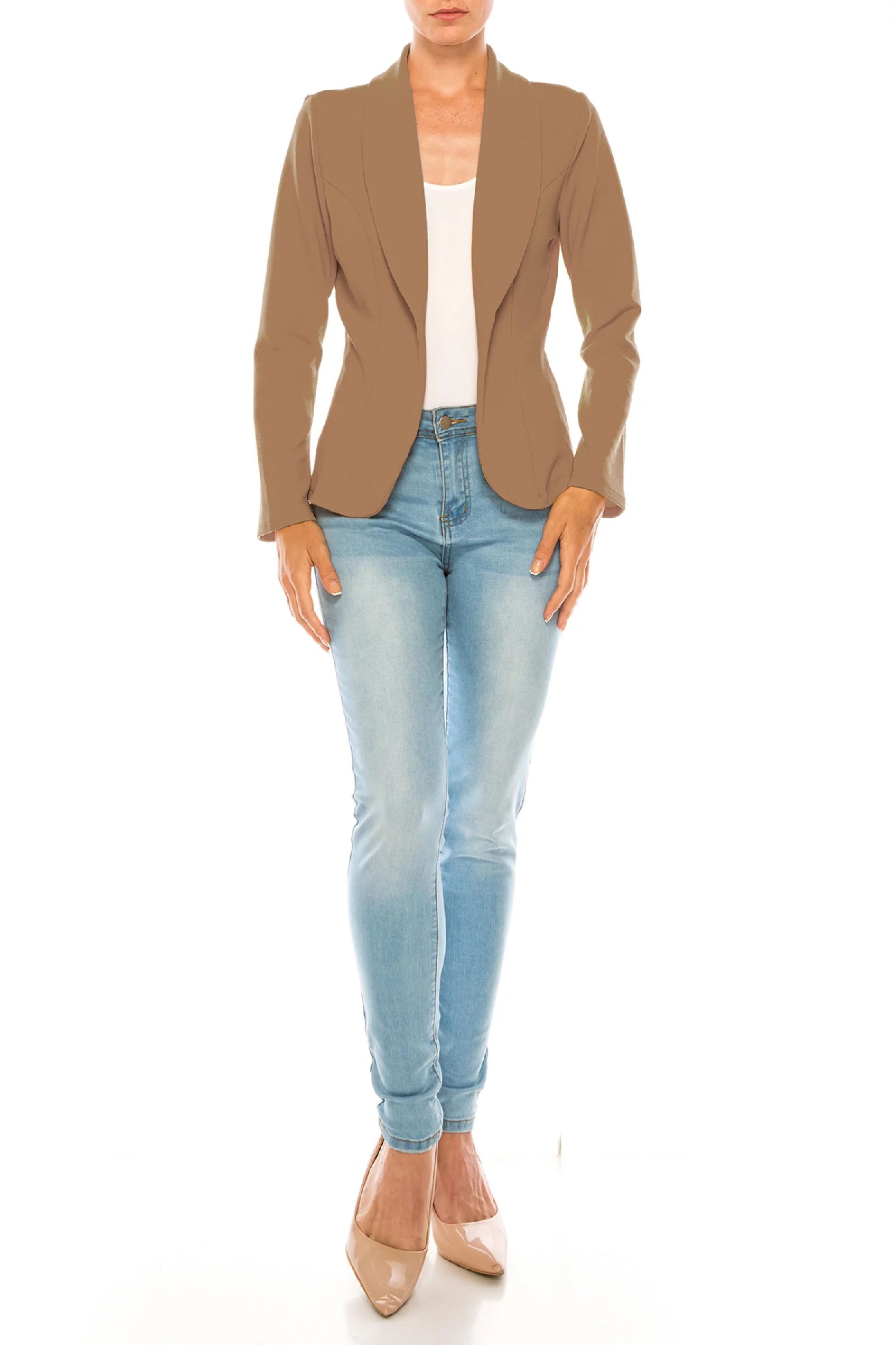 Women's Casual Office Work Wear Long Sleeve Open Front Blazer Jacket | Walmart (US)