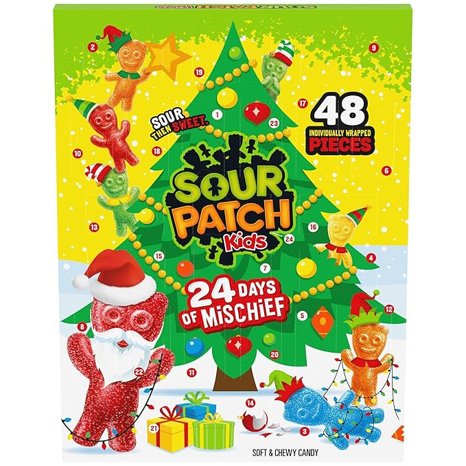SOUR PATCH KIDS Big Kids Soft & Chewy Candy Holiday Advent Calendar, 24 Days (48 Pieces of Candy) | Amazon (US)