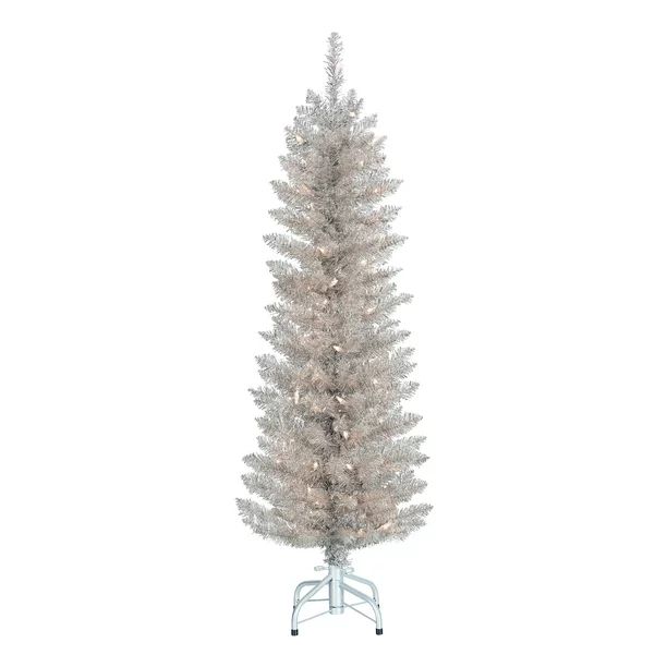 Holiday Time 4ft Pre-Lit Rose Gold Tinsel Christmas Tree, Rose Gold, 4', Clear - Walmart.com | Walmart (US)