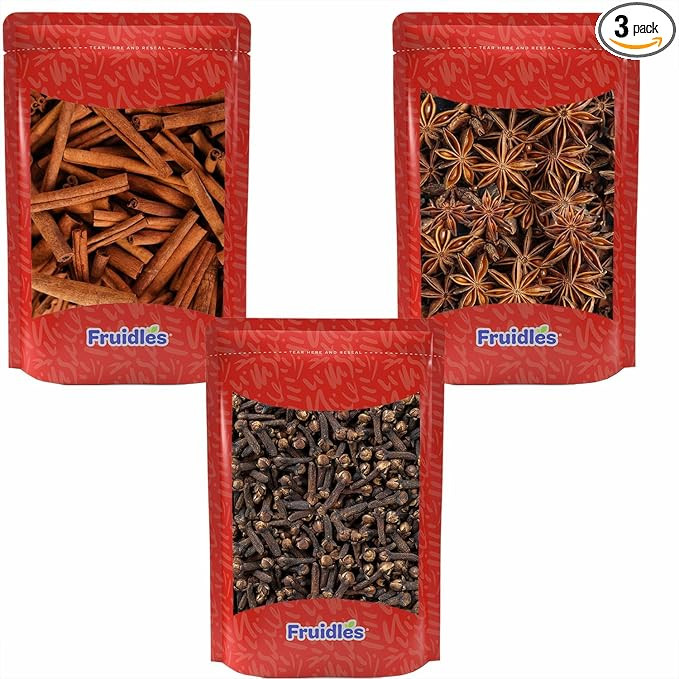 Fruidles Cinnamon Sticks, Star Anise and Whole Cloves - 3 Pack Bundle - Aromatic Cooking, Teas an... | Amazon (US)