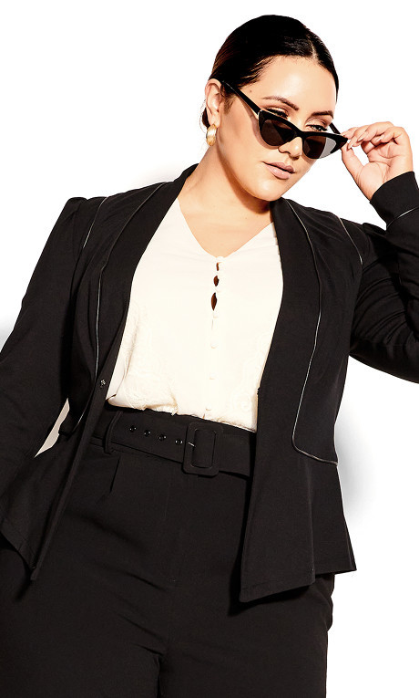 Piping Praise Jacket - black | City Chic (AU)