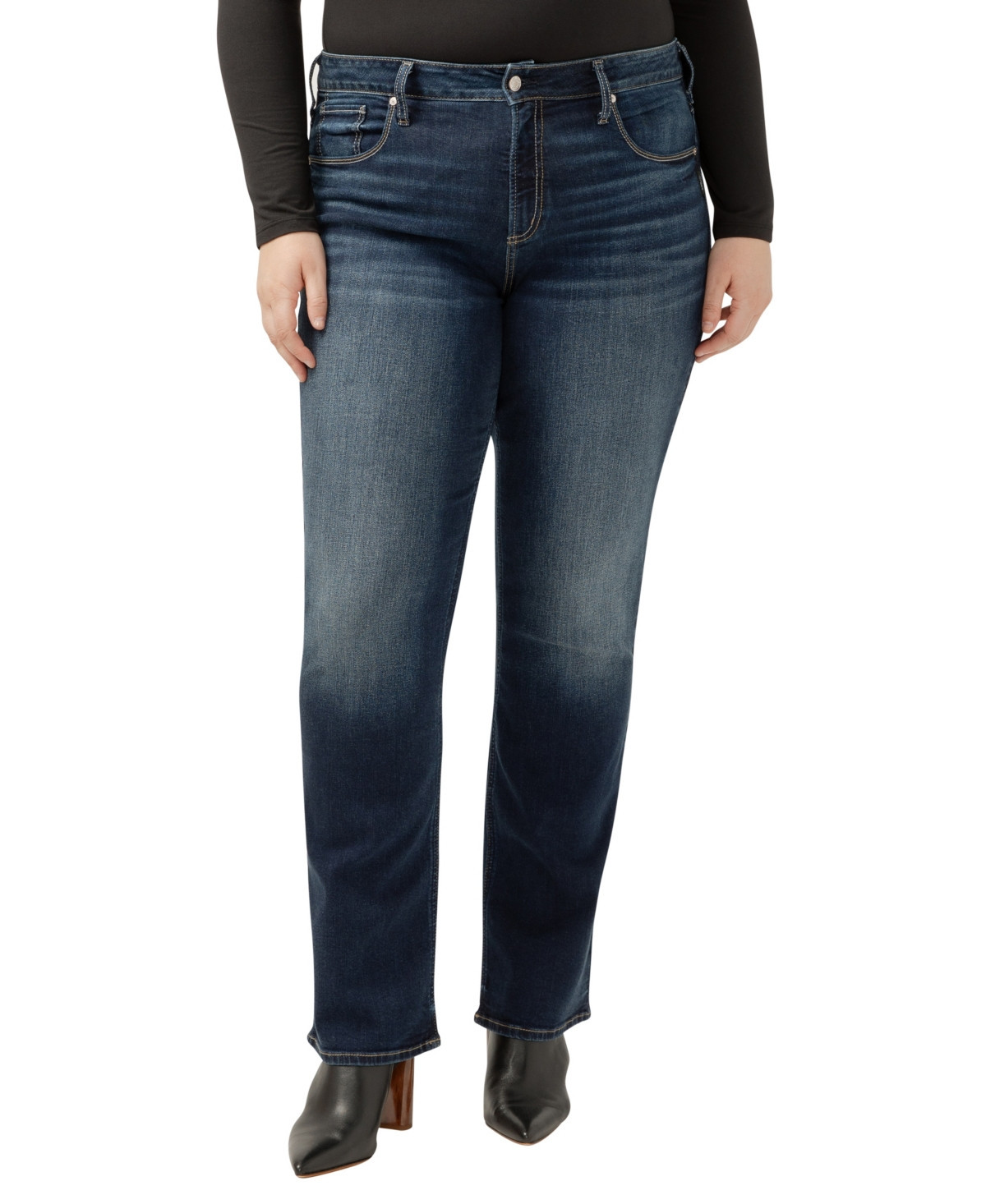 Silver Jeans Co. Plus Size Avery High-Rise Curvy-Fit Slim Bootcut Jeans - Indigo | Macy's