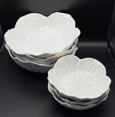 Bordallo Pinheiro White Cabbage Bowls – Set of 6 | 3 Soup/Cereal + 3 Dessert | eBay | eBay US