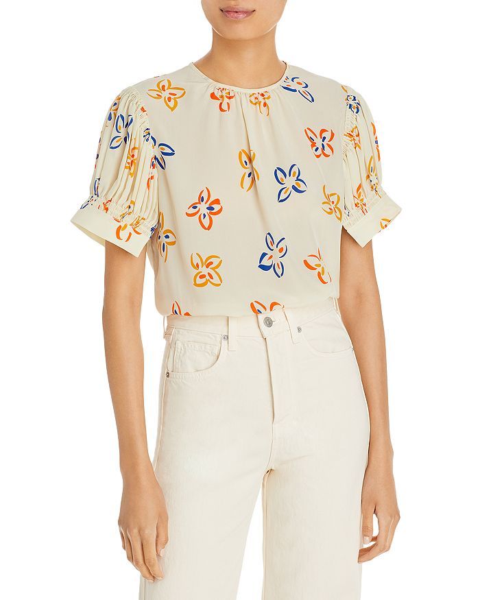 Flame Fleur Silk Short Sleeve Top | Bloomingdale's (US)