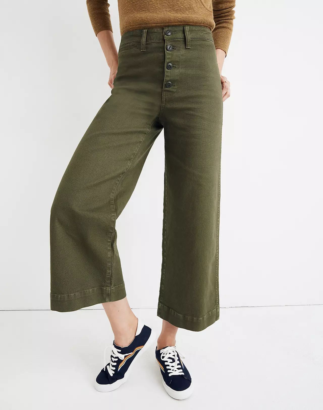 Emmett Wide-Leg Crop Pants: Button-Front Edition | Madewell