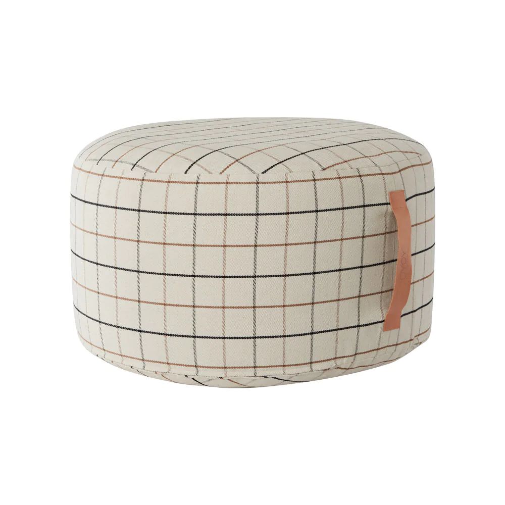 Grid Pouf Large in Offwhite | Burke Decor