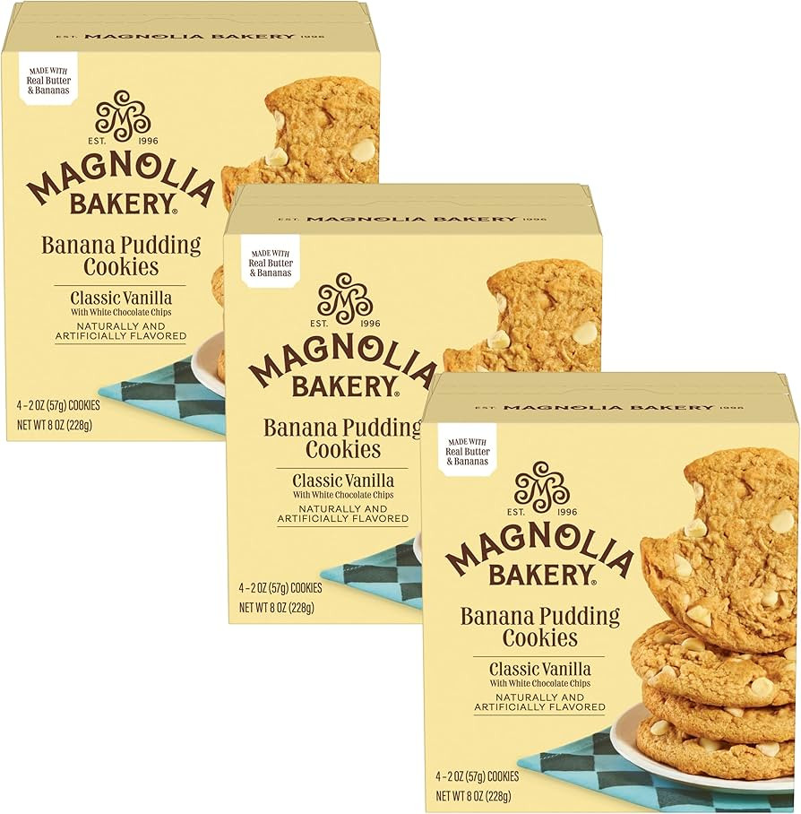 Magnolia Bakery Classic Vanilla Banana Pudding Cookies with White Chocolate Chips, 2 Ounce (Pack ... | Amazon (US)