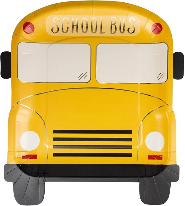 My Mind's Eye School Bus Shaped Paper Plates \u2013 Gold Foil Party Plates for Back to School, Cl... | Amazon (US)