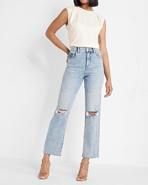 Crew Neck Pleated Top | Express