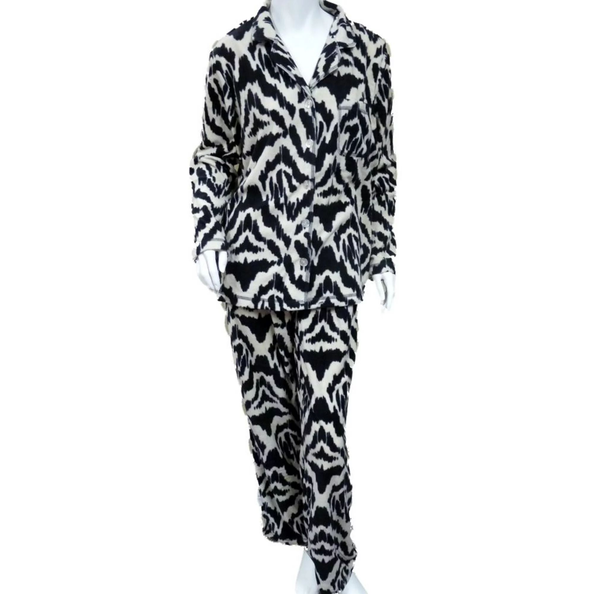 Covington Womens Black & White Zebra Print Pajamas Fleece Pajama Set | Walmart (US)