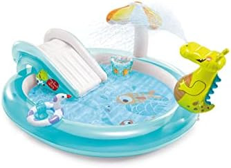 Intex Gator 6.6' x 5.6' x 4" Outdoor Inflatable Kiddie Pool Water Play Swim Center | Amazon (US)