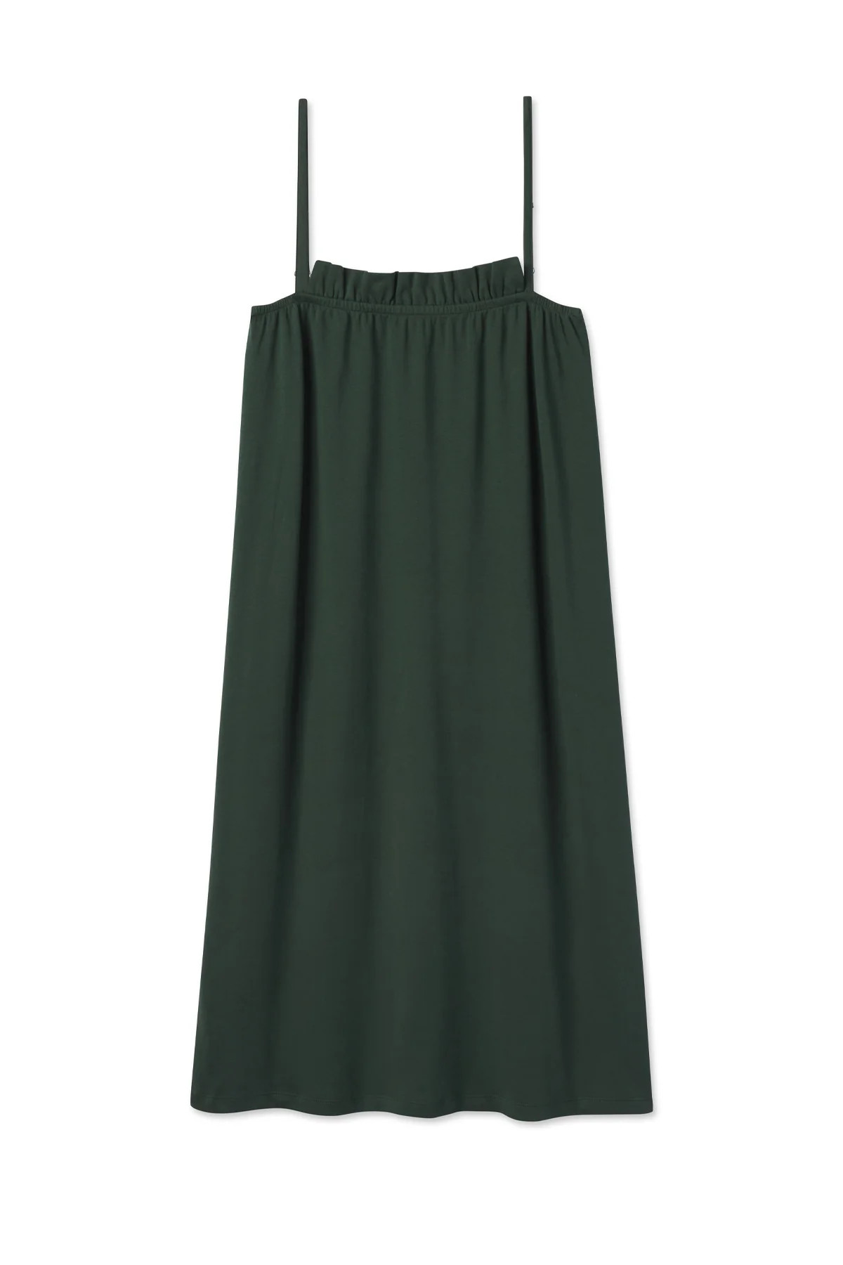 Pima Ruffle Midi Nightgown in Conifer | Lake Pajamas