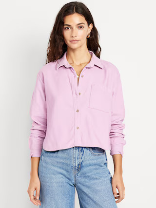 Cropped Button-Down Corduroy Shirt | Old Navy (US)
