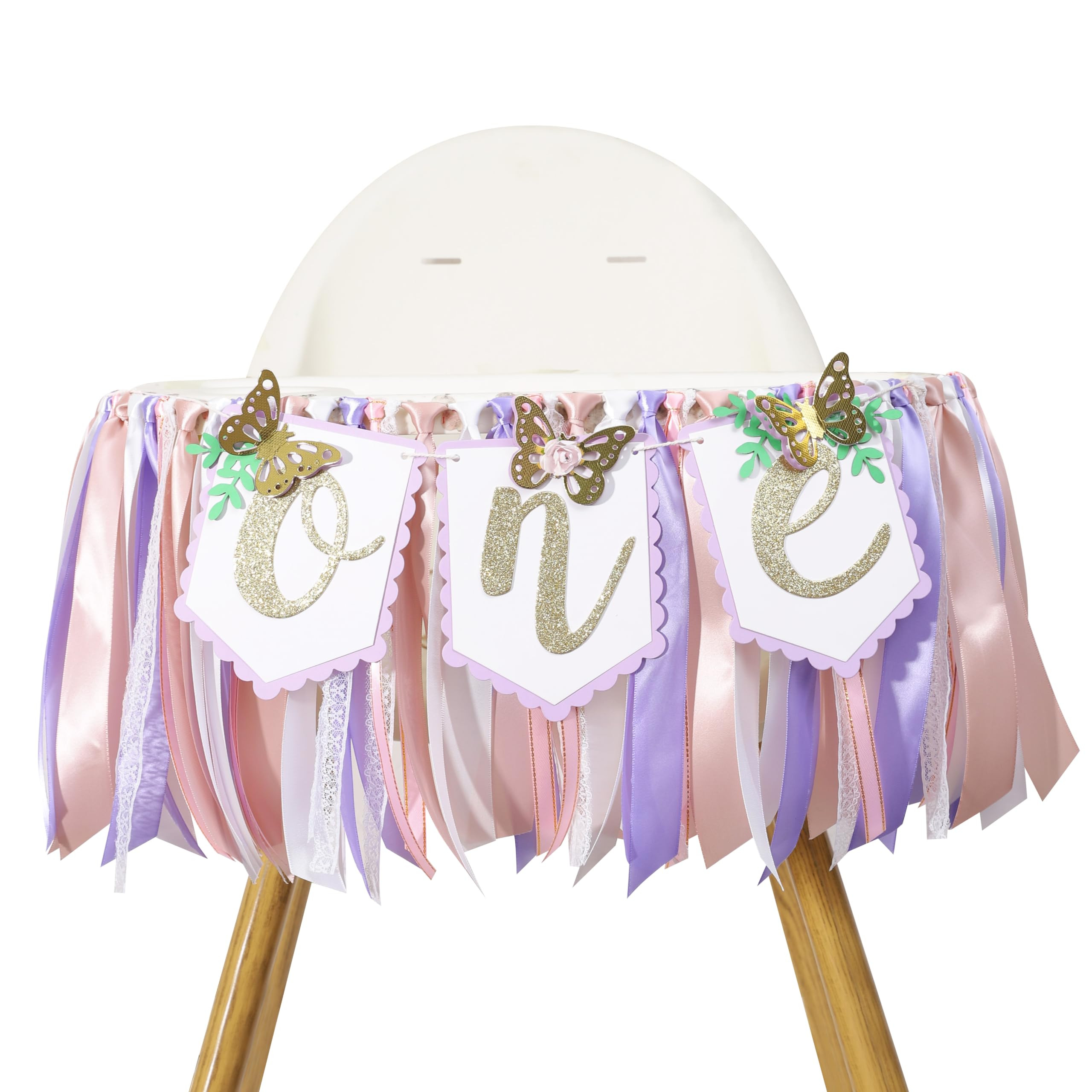 WAOUH Butterfly One High Chair Banner - Butterfly 1st Birthday Party Decorations,Pink Purple Ribb... | Amazon (US)