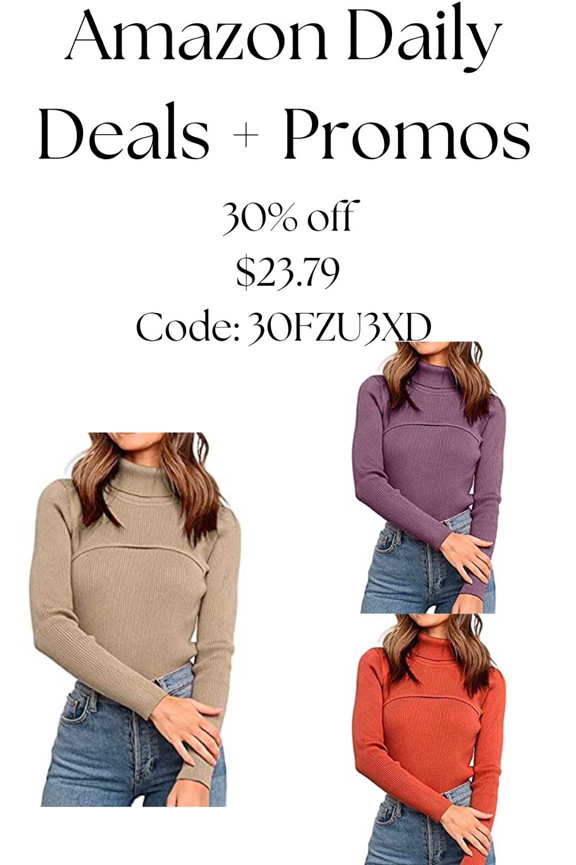 Turtleneck Sweater on sale today for under $24. 
Amazon promo code - Amazon daily deal 

#LTKunder50 #LTKSeasonal #LTKsalealert