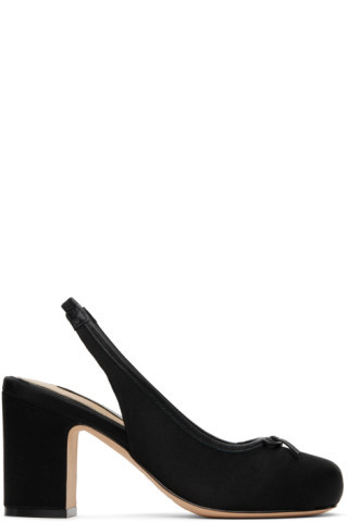 Sandy Liang - SSENSE Exclusive Black Slingback 75 Heels | SSENSE