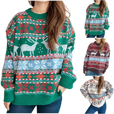 Women's Christmas Long Sleeve Crew Neck Fall Winter Fashion Comfortable | eBay US