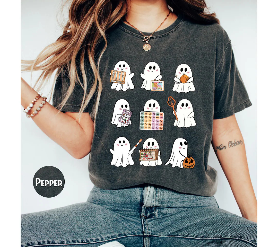 SLP Halloween Shirt, Speech Therapy Halloween Shirt, Spooky SLP Shirt, Funny Ghost SLP Shirt, Spe... | Etsy (US)