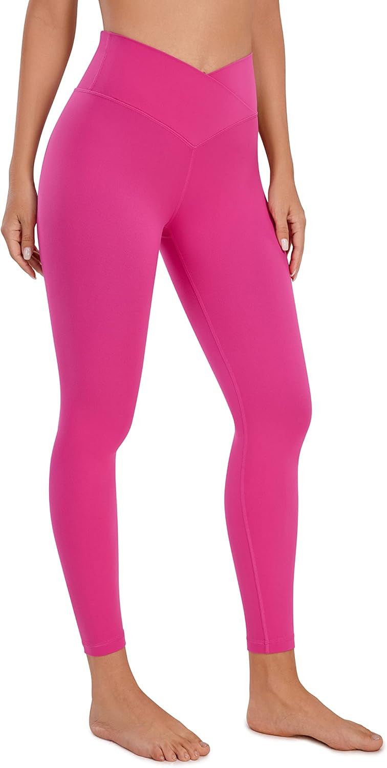 Amazon.com: CRZ YOGA Womens Butterluxe Cross Waist Workout Leggings 25 Inches - V Crossover High ... | Amazon (US)
