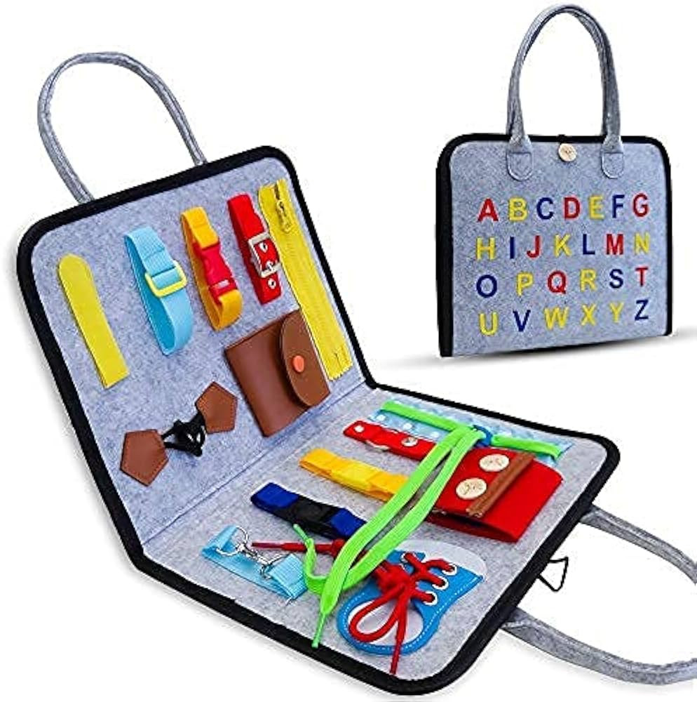 Busy Board for Toddlers 1-6, Montessori Sensory Toy for Develop Basic Skills, Dress and Alphabet ... | Amazon (US)