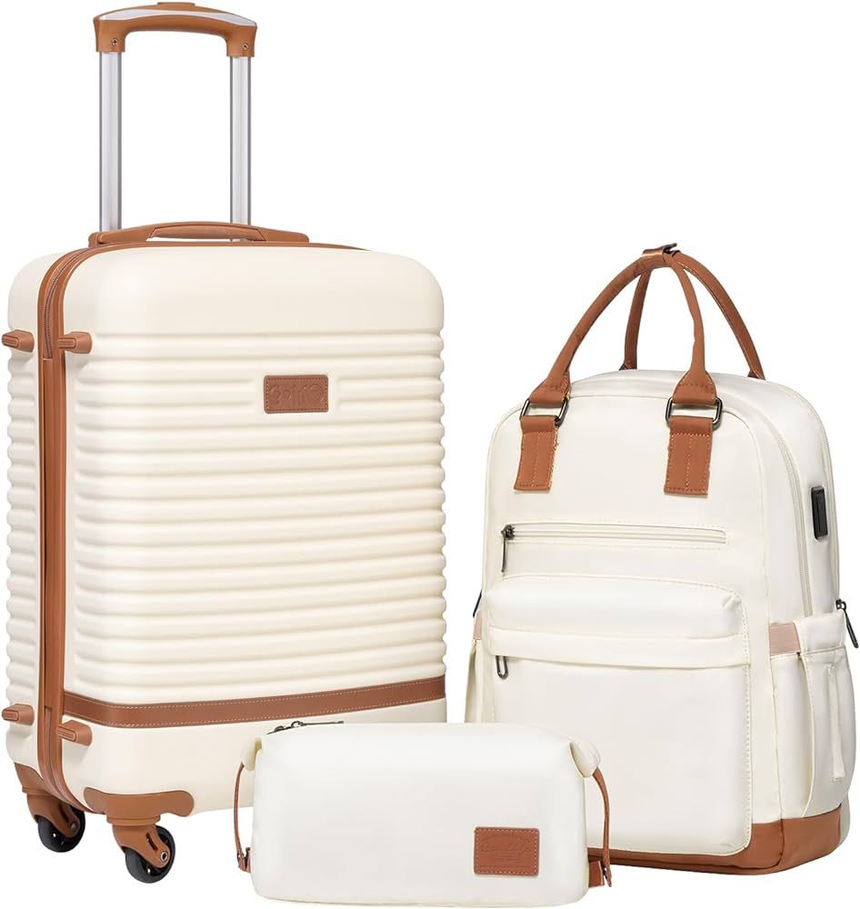 Coolife Suitcase Set 3 Piece Luggage Set Carry On Travel Luggage TSA Lock Spinner Wheels Hardshel... | Amazon (US)