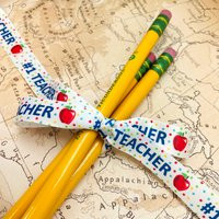 Teacher Ribbon With #1 Fun For School Events, Gift Wrap, Party Favors, Cookies, Decor, Quilting, Printed On 5/8"" White Satin | Etsy (US)