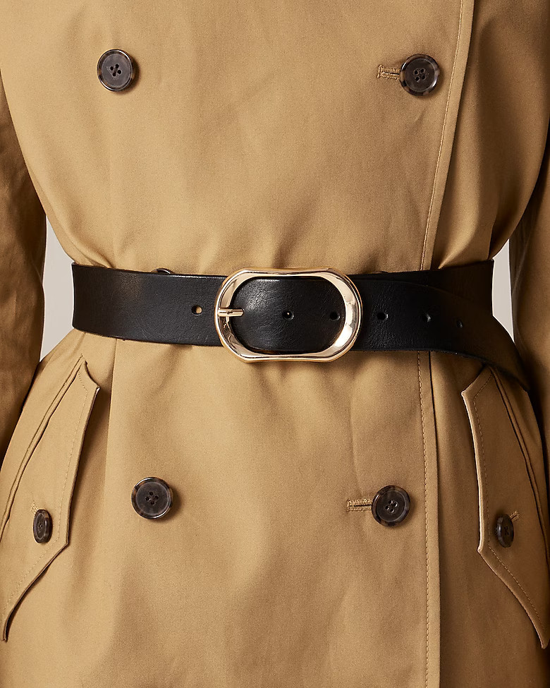Oval buckle belt in Italian leather | J. Crew US