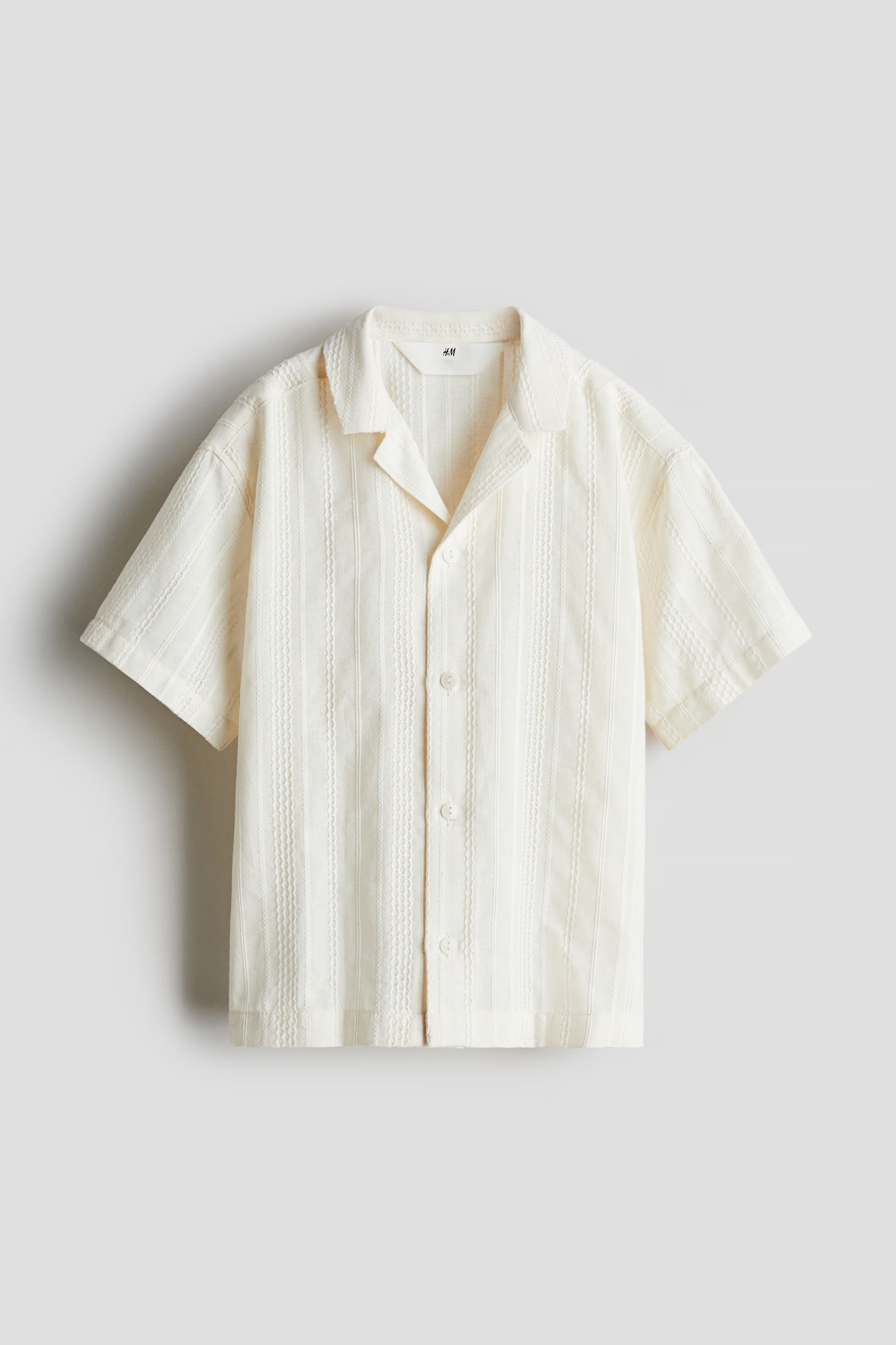 Textured Resort Shirt - Short sleeve - Regular length - Cream - Kids | H&M US | H&M (US + CA)