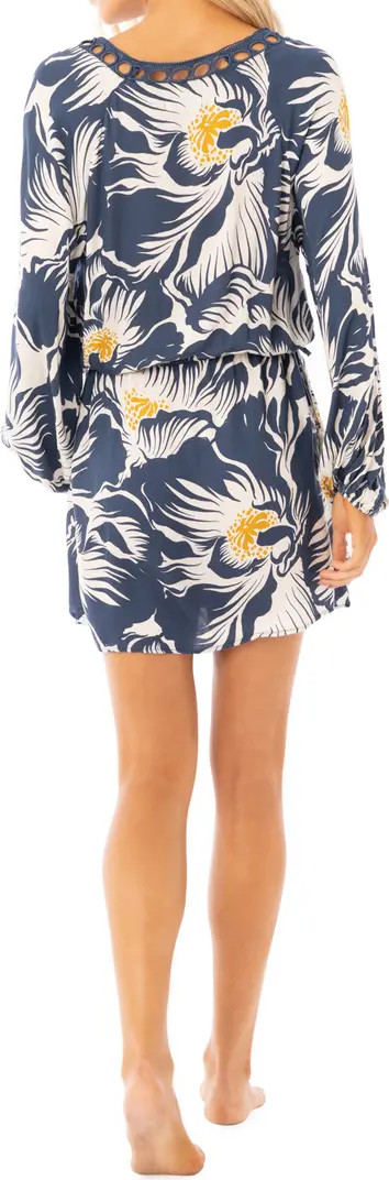 Maaji Delft Flowers Sierra Long Sleeve Cover-Up Tunic Dress | Nordstrom | Nordstrom