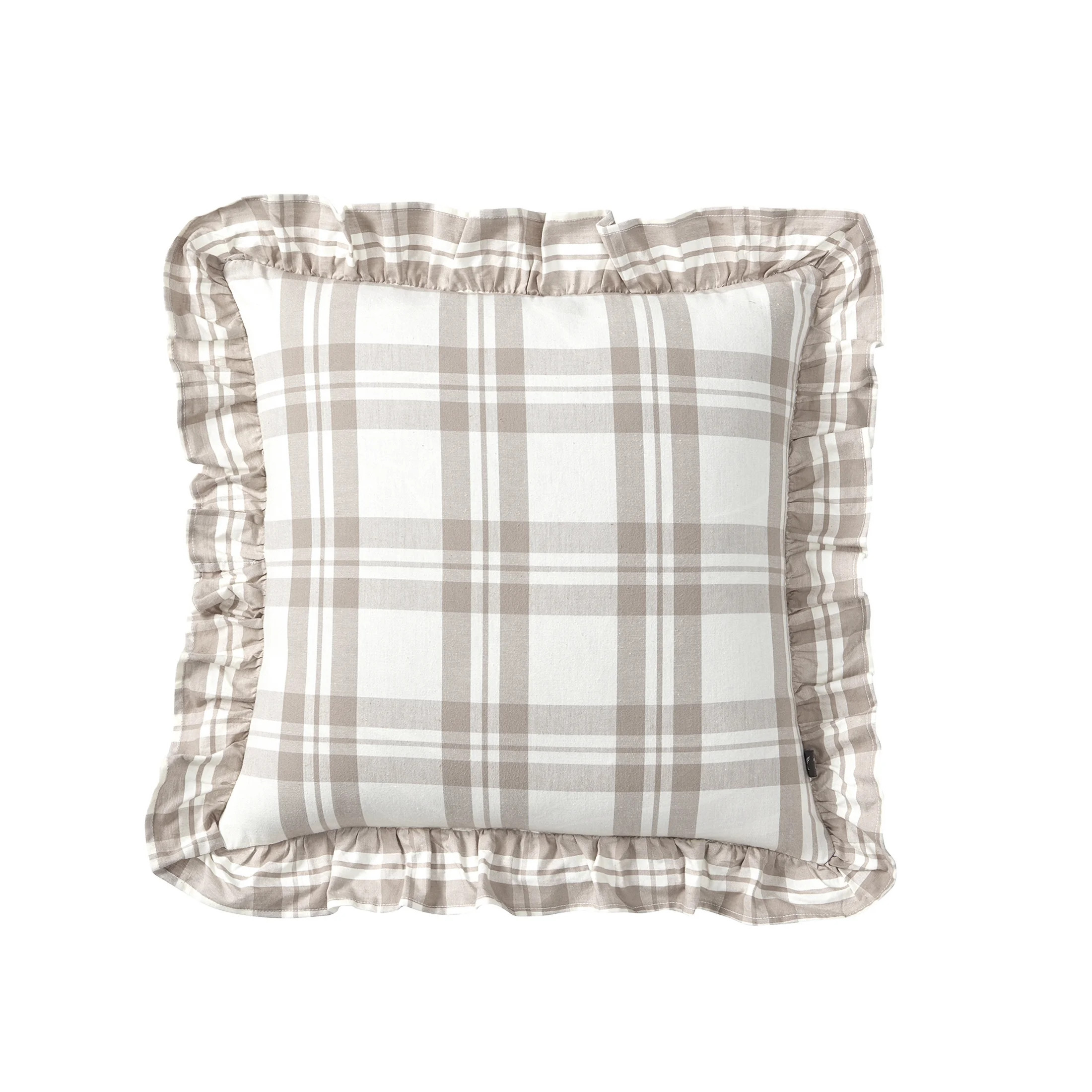 My Texas House 18" x 18" Jane Taupe Plaid Cotton Decorative Pillow Cover | Walmart (US)