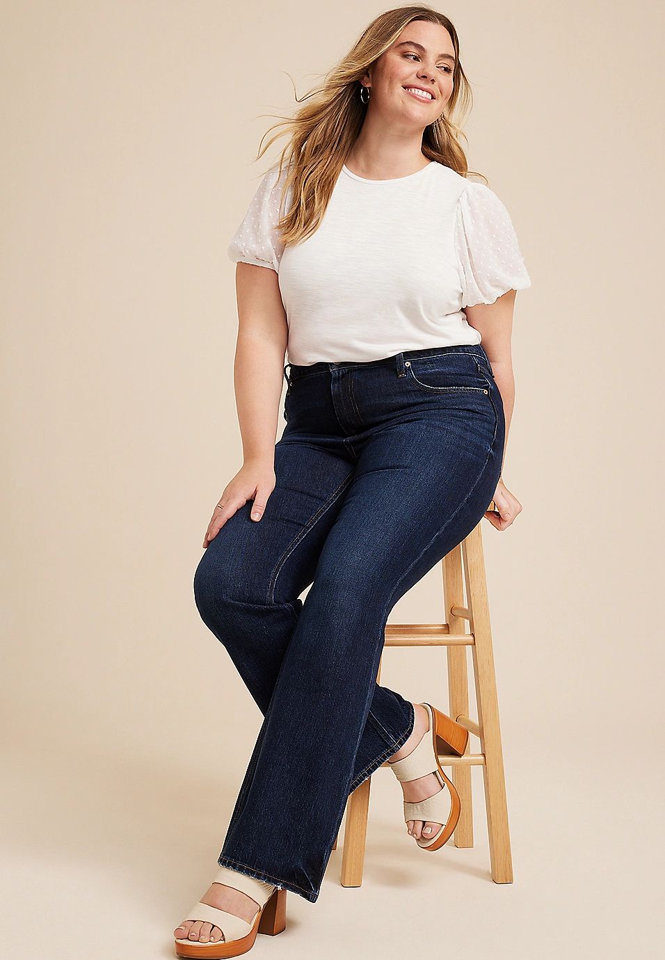 Plus Size Goldie Blues™ High Rise Dark 90s Flare Jean | Maurices