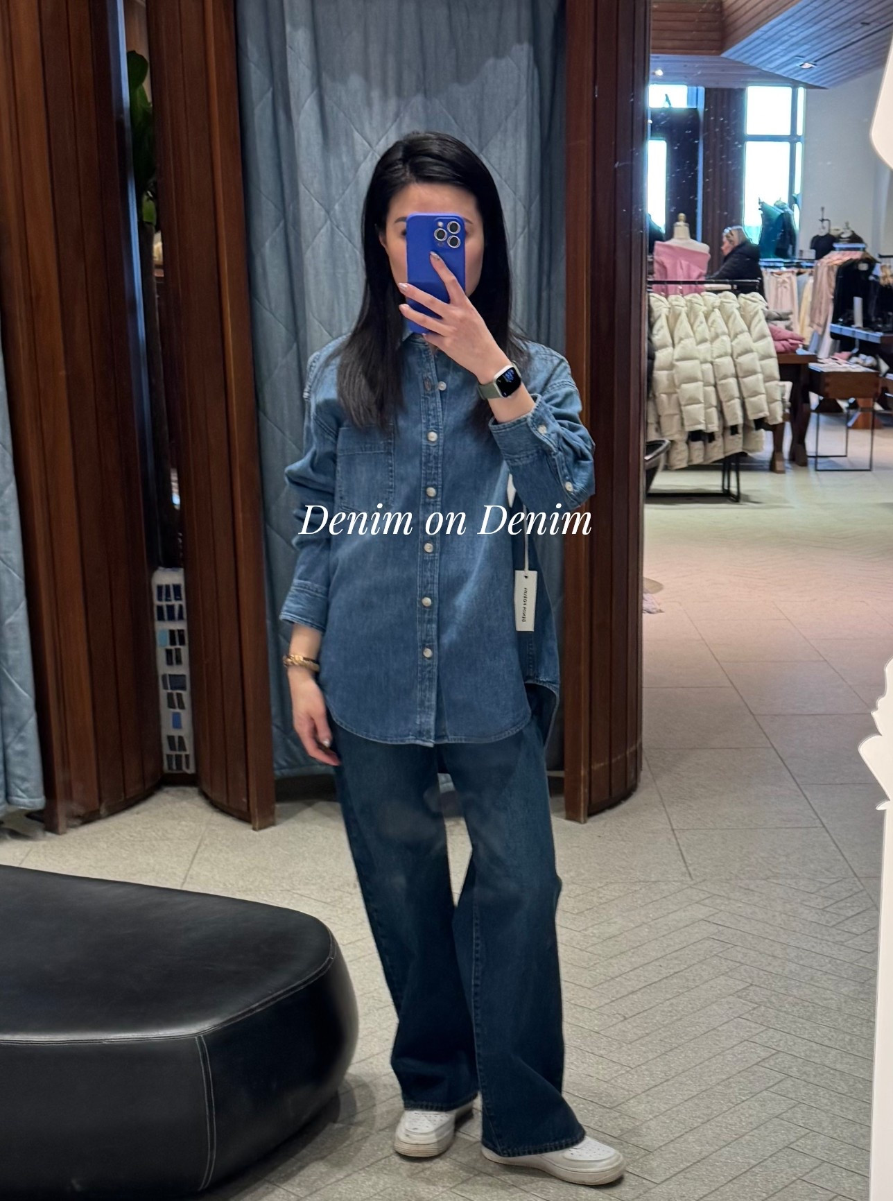Canadian Tuxedo courtesy of Denim Forum @Aritzia. 

Top: The '80s Comfy Denim in 5 Yrs Kiss N Tell Bleu size 2XS.

Bottom: The '90S Super Lo-Rise Baggy Jean in 23W. 


closet staples, luxury basics, elevated basics, elevated essentials, quiet luxury, wardrobe staples, investment pieces, denim on denim, jeans outfit, denim shirt, low rise denim, low rise baggy jeans.  

 #LTKjeans #LTKsale #LTKstyletip