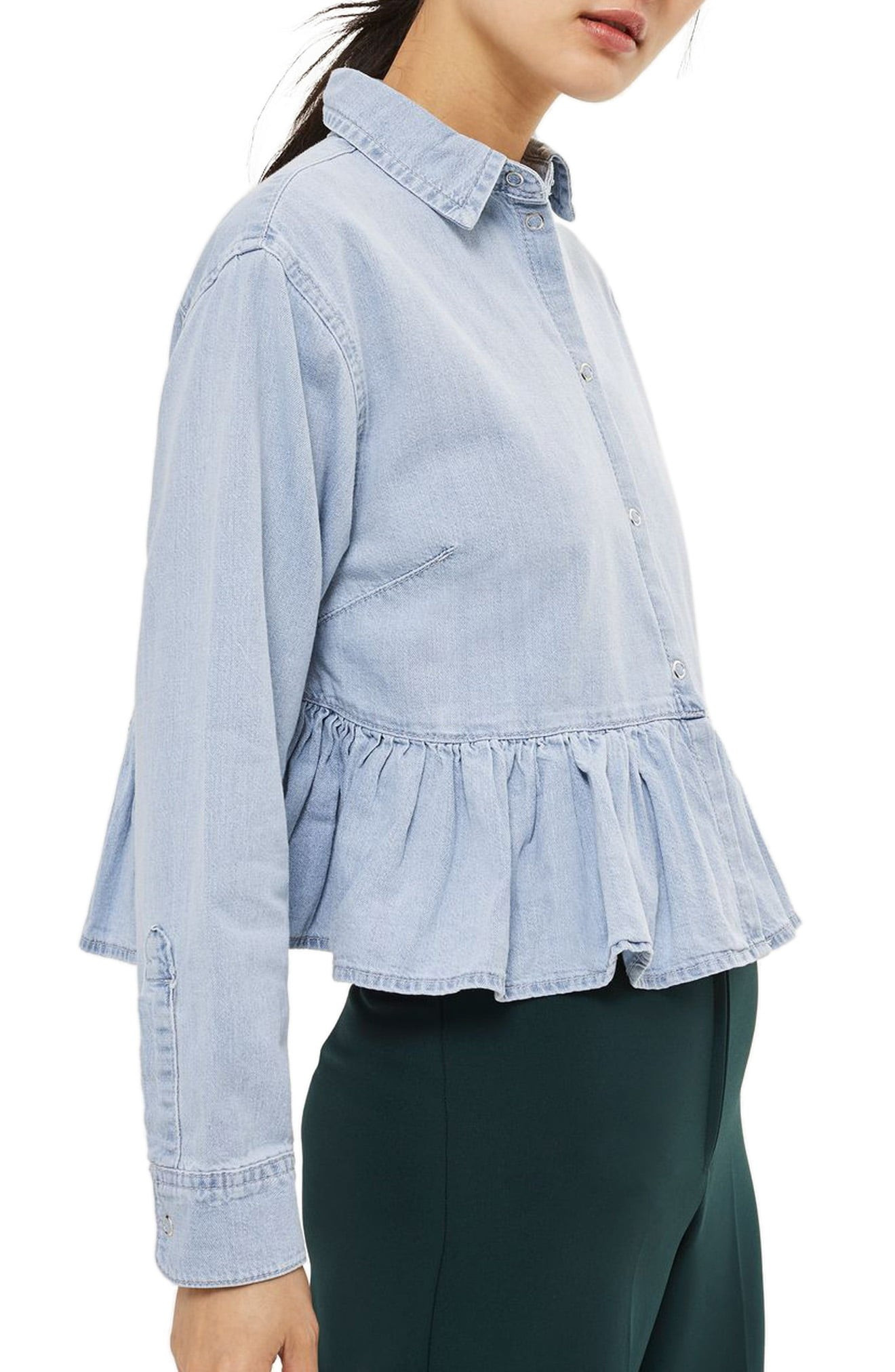 Ruffle Hem Denim Shirt | Nordstrom