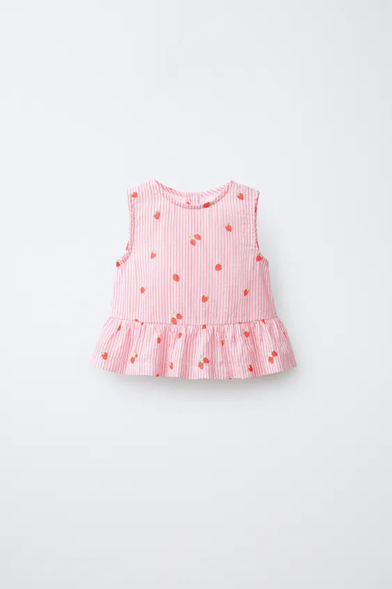 STRIPED STRAWBERRY BLOUSE | Zara US